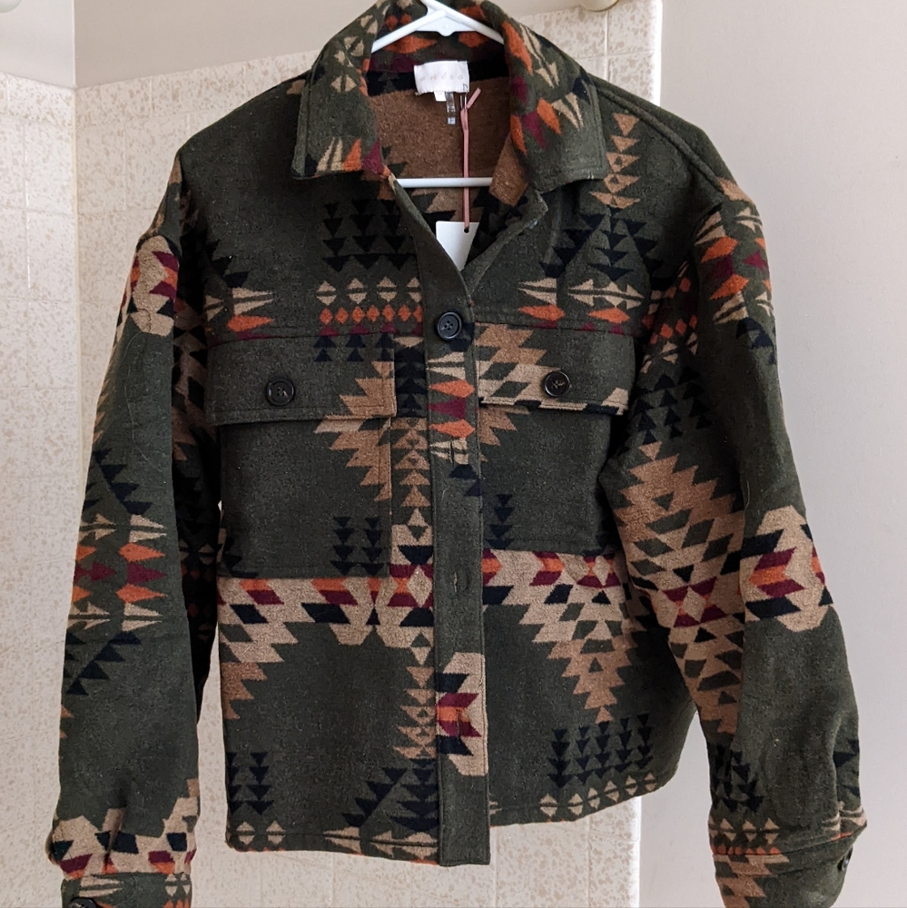 Aztec print shacket